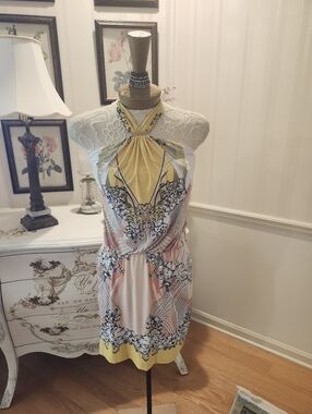 Vintage Cache Summer Pastels Palm Beach Cruise Halter Dress M